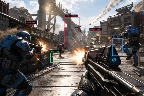 Futuristic battlefield HUD overlay