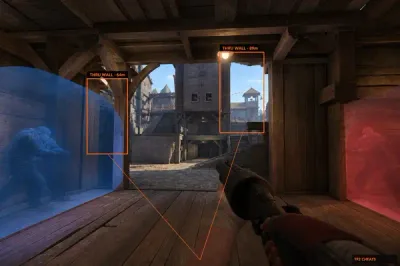 Team Fortress 2 ESP overlay on a medieval fortress map